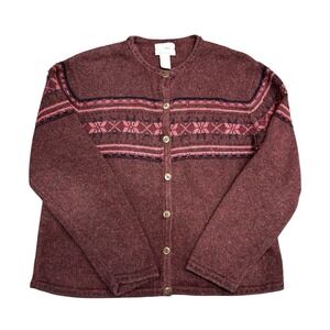 Vtg Christopher & Banks Button Up Sweater Embroidered Cardigan Women's Sz XL